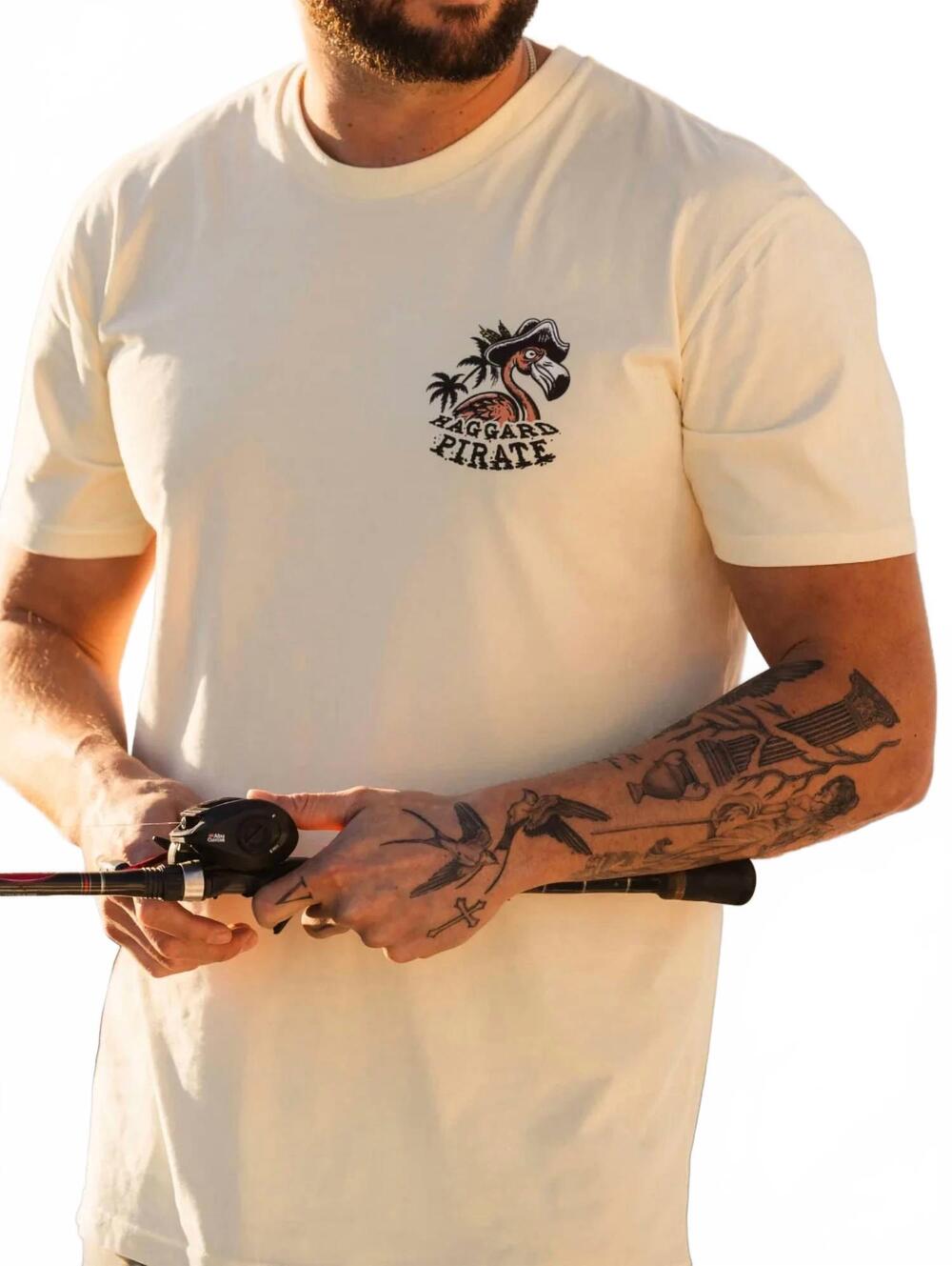 NEW HAGGARD PIRATE men's tipsea short sleeve tee in beige